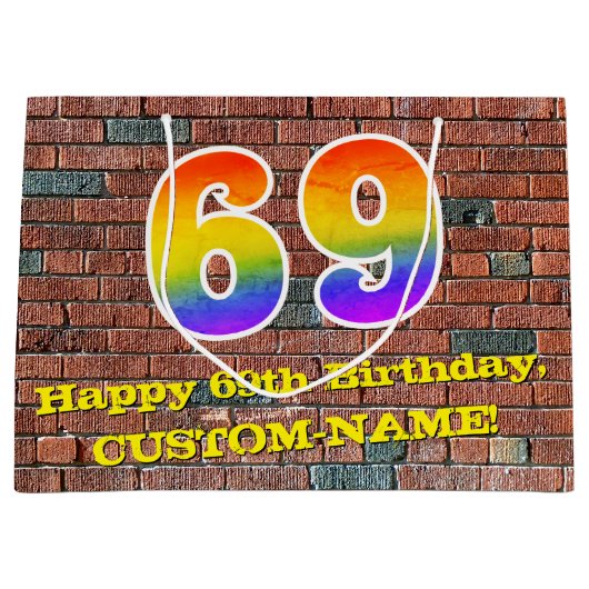 69e verjaardag: Fun, door graffiti geïnspireerde r Groot Cadeauzakje (Voorkant)