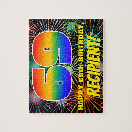 69e verjaardag: Fun, kleurrijk gevuurwerk Legpuzzel (Verticaal)