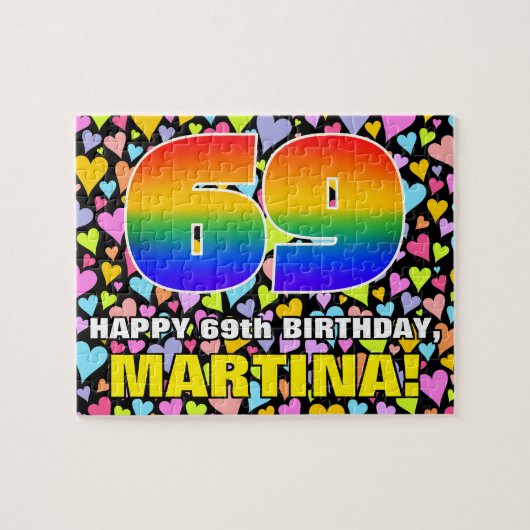 69e verjaardag — Fun, liefhebbende harteschepen +  Legpuzzel (Horizontaal)