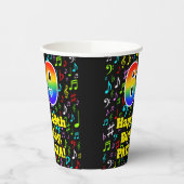 69e verjaardag: Fun Muzieknoten Pattern, Rainbow 6 Papieren Bekers (Links)