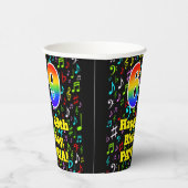 69e verjaardag: Fun Muzieknoten Pattern, Rainbow 6 Papieren Bekers (Rechts)