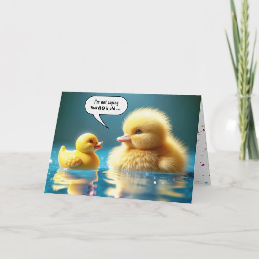 69e verjaardag Gele speelgoed eend met eendje Kaart (Voorkant)