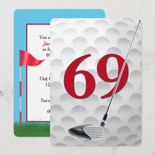 69e verjaardag golf thema feest kaart (Voorkant / Achterkant)