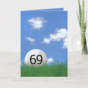 69e verjaardag, golfbal in gras kaart