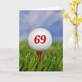 69e verjaardag Golfbal op rood T-shirt Kaart (Gele Bloem)