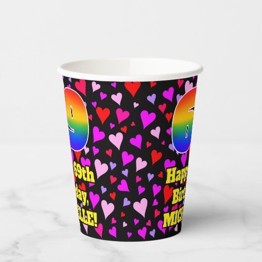 69e verjaardag: Het liefhebbende Kunstpatroon, Reg Papieren Bekers (Links)