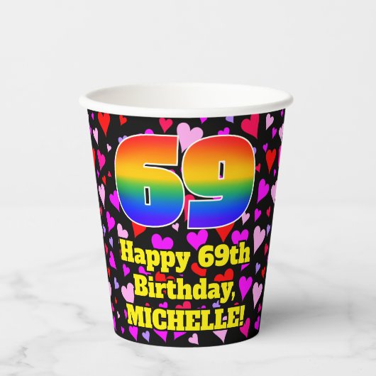 69e verjaardag: Het liefhebbende Kunstpatroon, Reg Papieren Bekers (Voorkant)