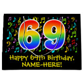 69e verjaardag - Kleurrijke muzieksymbolen, Rainbo Groot Cadeauzakje (Voorkant)