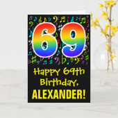 69e verjaardag: kleurrijke muzieksymbolen + regenb kaart (Gele Bloem)