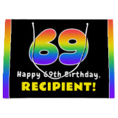69e verjaardag: kleurrijke regenboog # 69, Aangepa Groot Cadeauzakje (Voorkant)