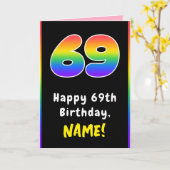 69e verjaardag: kleurrijke regenboog # 69, Aangepa Kaart (Gele Bloem)