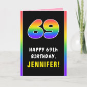 69e verjaardag: kleurrijke regenboog # 69, Aangepa Kaart (Voorkant)