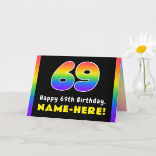 69e verjaardag: kleurrijke regenboog # 69, Aangepa Kaart