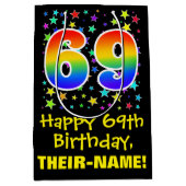 69e verjaardag: Kleurrijke Sterren Patroon & Regen Medium Cadeauzakje (Voorkant)