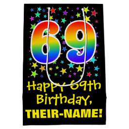 69e verjaardag: Kleurrijke Sterren Patroon & Regen Medium Cadeauzakje