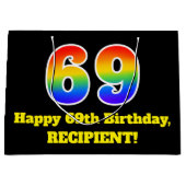 69e verjaardag ~ Leuk, Kleurrijk, Levendig, Regenb Groot Cadeauzakje (Voorkant)