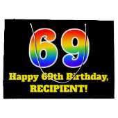 69e verjaardag ~ Leuk, Kleurrijk, Levendig, Regenb Groot Cadeauzakje (Achterkant)