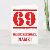 69e verjaardag: Leuk, rood rubberen stempel geïnsp Kaart (Voorkant)