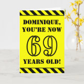 69e verjaardag: Leuke stencil-stijltekst, aangepas Kaart (Gele Bloem)