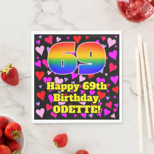 69e verjaardag: Liefhebbende hartenpatroon, Regenb Servet