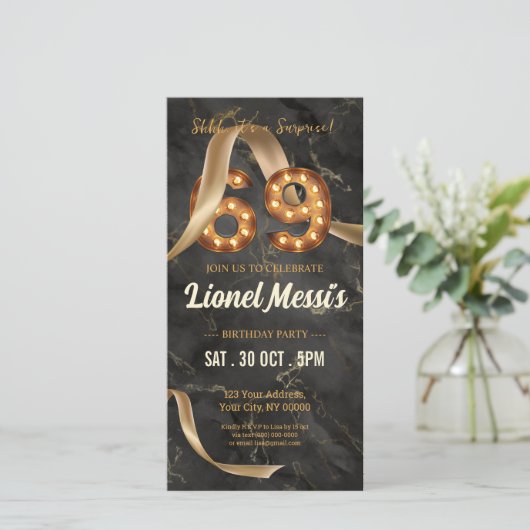 69e verjaardag mobiele uitnodiging (Staand voorkant)