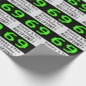 69e verjaardag - Nerdy / Geeky stijl "69" en naam Cadeaupapier (Hoek)
