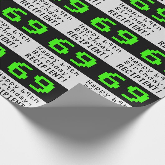 69e verjaardag - Nerdy / Geeky stijl "69" en naam Cadeaupapier (Hoek)
