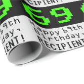 69e verjaardag - Nerdy / Geeky stijl "69" en naam Cadeaupapier (Rol Hoek)