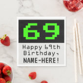 69e verjaardag - Nerdy / Geeky Style "69" & naam Servet (Insitu)