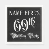 69e verjaardag Partij — Fancy Manuscript + de Naam Servet (Voorkant)