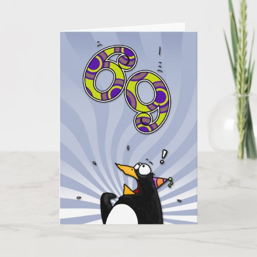 69e verjaardag - Penguin Surprise Card Kaart (Voorkant)