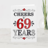 69e verjaardag Proost in rood wit zwart patroon Kaart (Voorkant)