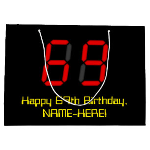 69e verjaardag: Red Digital Clock Style "69" + naa Groot Cadeauzakje