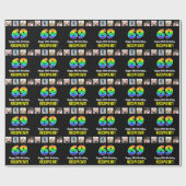 69e verjaardag: Regenboog "69"; Aangepaste foto's  Cadeaupapier (Vlak)