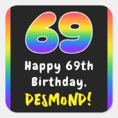 69e verjaardag: Regenboogspectrum # 69, Aangepaste Vierkante Sticker (Voorkant)