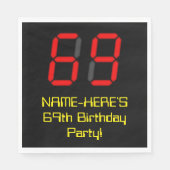69e verjaardag: Rode digitale klokstijl "69" + naa Servet (Voorkant)