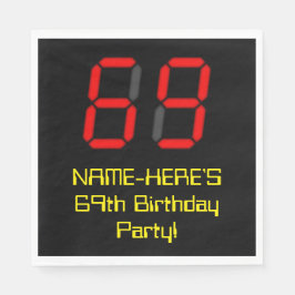 69e verjaardag: Rode digitale klokstijl "69" + naa Servet
