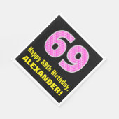 69e verjaardag: Roze strepen en hart "69" + naam Servet (Hoek)