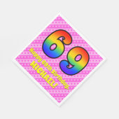 69e verjaardag: Roze strips & harten, regenboognr. Servet (Hoek)