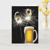 69e Verjaardag Sparklers Met Bier Mok Kaart (Gele Bloem)