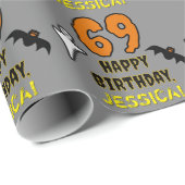 69e verjaardag: Spooky Halloween Thema, aangepaste Cadeaupapier (Rol Hoek)
