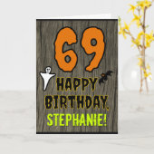69e verjaardag: Spooky Halloween Thema, aangepaste Kaart (Gele Bloem)