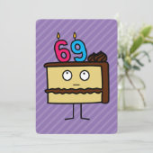 69e verjaardag taart met kaarsen kaart (Staand voorkant)