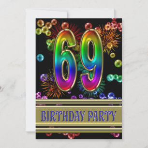 69e verjaardag Uitnodiging met bubbels