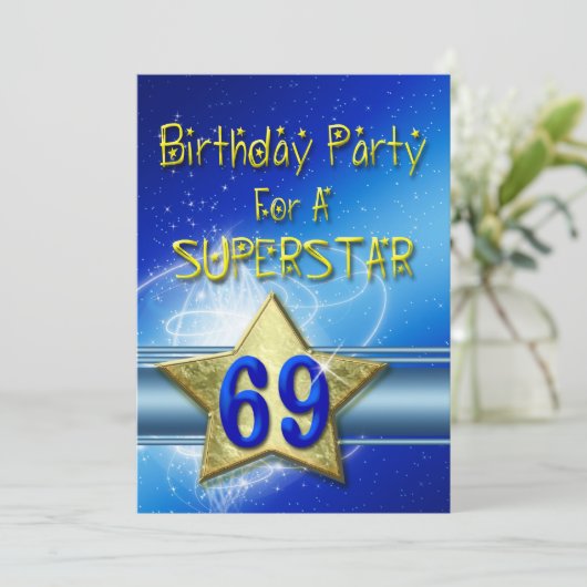 69e verjaardag Uitnodiging voor een Superstar. (Staand voorkant)