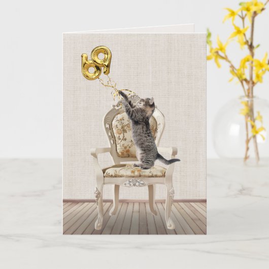 69e verjaardag van de ballonnen en de kat van de t kaart (Gele Bloem)