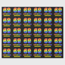 69e verjaardag: Vet, Leuk, Eenvoudig, Regenboog 69 Cadeaupapier