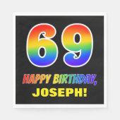 69e verjaardag: Vet, Leuk, Eenvoudig, Regenboog 69 Servet (Voorkant)