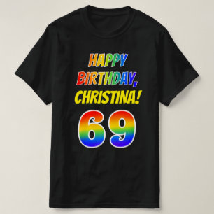 69e verjaardag — Vet, Vun, Regenboog 69, Aangepa T-shirt