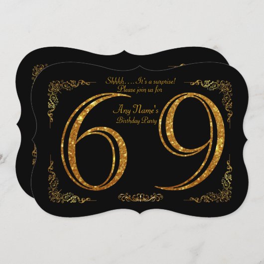 69e, Verjaardagsfeest 69e, grote Gatsby, zwart & g Kaart (Voorkant / Achterkant)